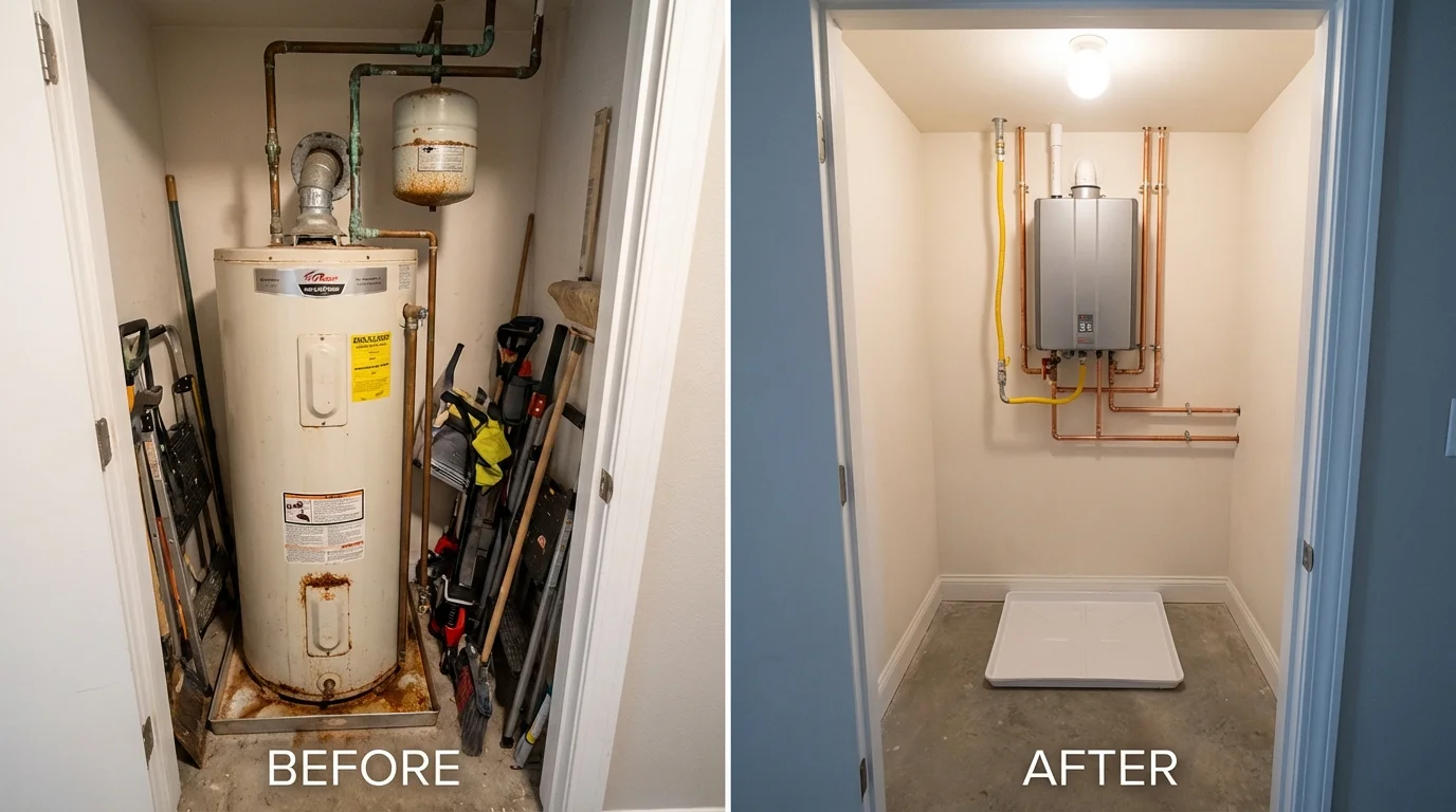 Tank water heater versus wall-mounted tankless unit comparison for Florence, AZ homeowners